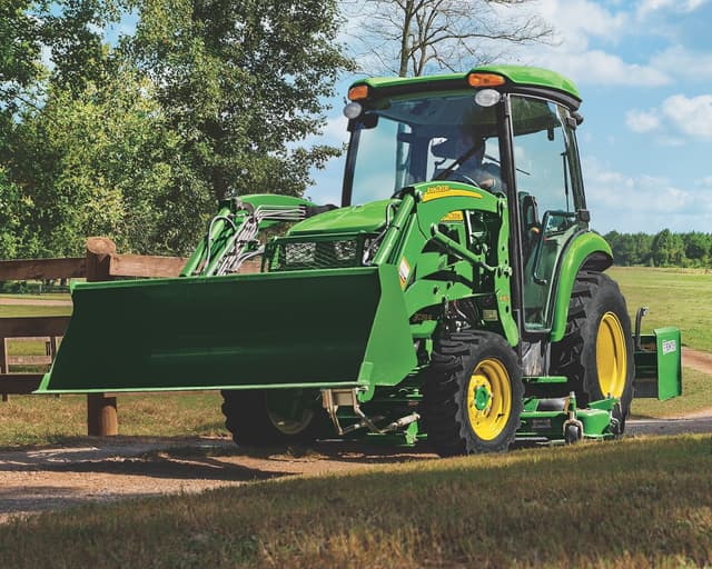 john deere compact tractor with loader and box blade
