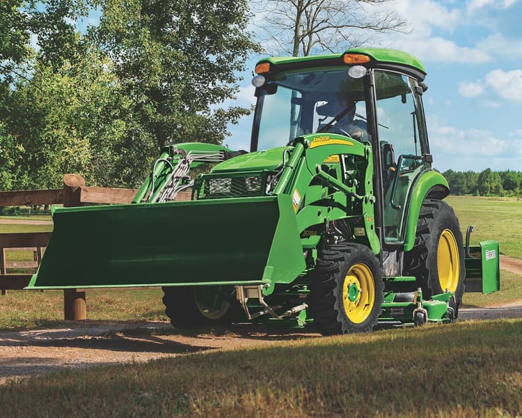 john deere compact tractor with loader and box blade