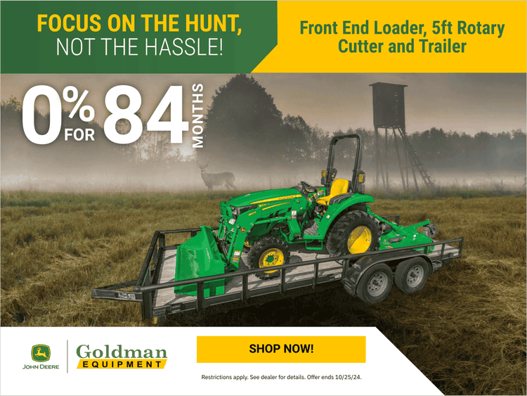 deere camp goldman equipment promotion